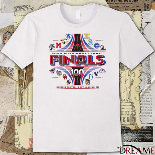 2025 MHSAA Boys Basketball Finals 100 Breslin Center East Lansing MI Logos t-shirt