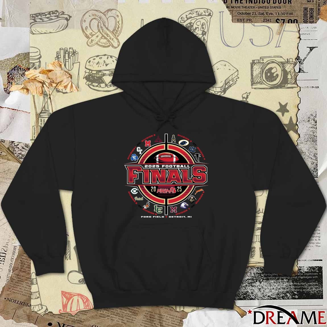 2025 MHSAA Football Championships Teams Division 1 – 8 Ford Field Detroit MI t-shirt