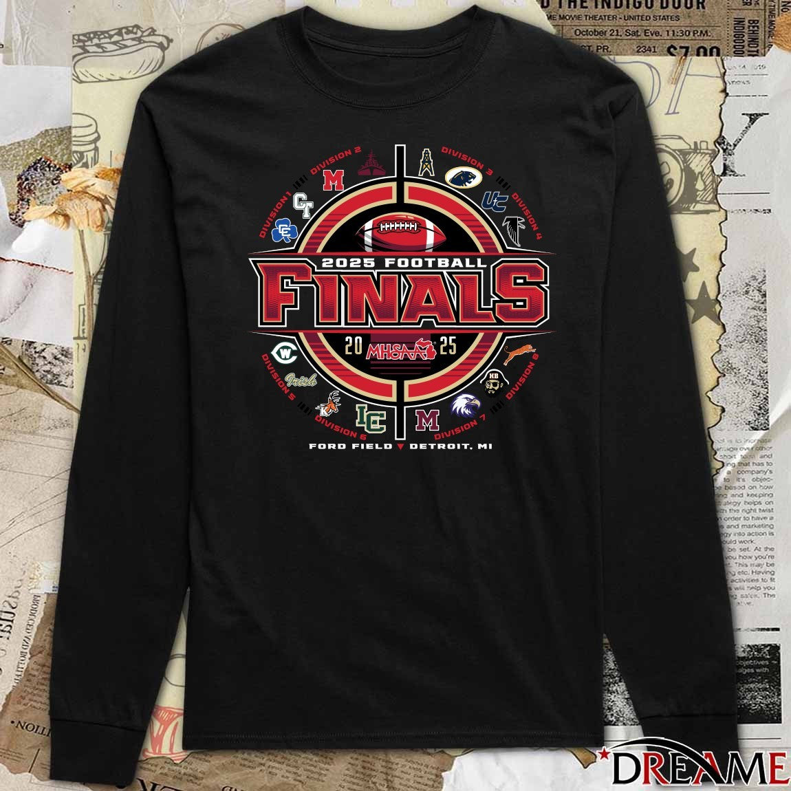 2025 MHSAA Football Championships Teams Division 1 – 8 Ford Field Detroit MI t-shirt