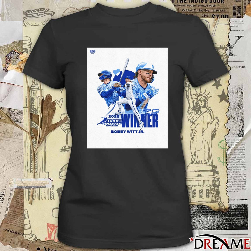 2025 MLB Heart And Hustle Award Bobby Witt JR Winner Kansas City Royals Signature Poster t-shirt