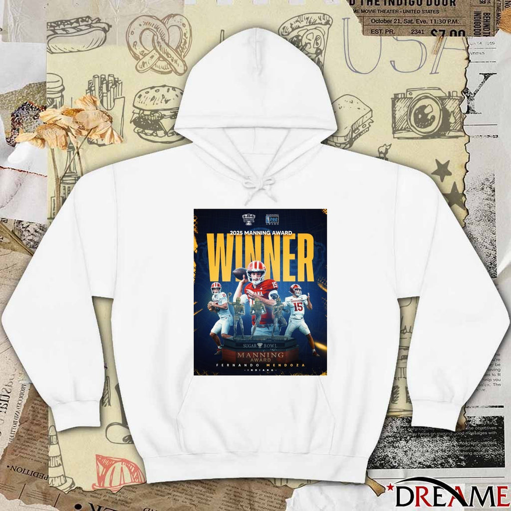 2025 Manning Award Winner Sugar Bowl Fernando Mendoza Indiana Poster t-shirt
