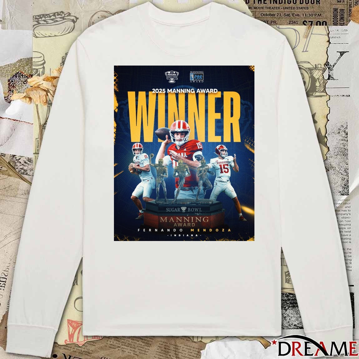 2025 Manning Award Winner Sugar Bowl Fernando Mendoza Indiana Poster t-shirt