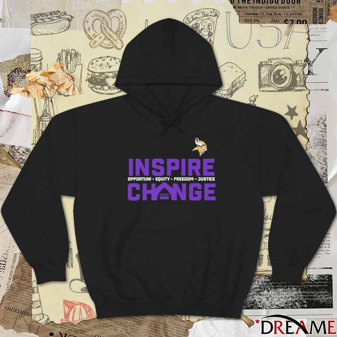 2025 Minnesota Vikings Inspire Change Opportunity Equity Freedom Justice t-shirt