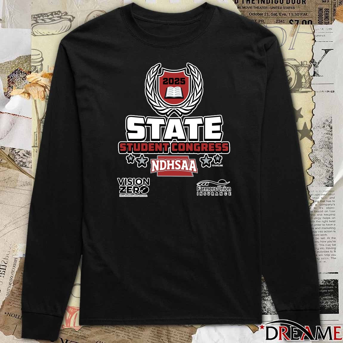 2025 NDHSAA State Student Congress Vision Zero Farmers Union Logo t-shirt