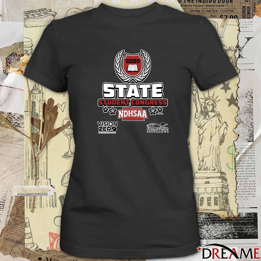 2025 NDHSAA State Student Congress Vision Zero Farmers Union Logo t-shirt