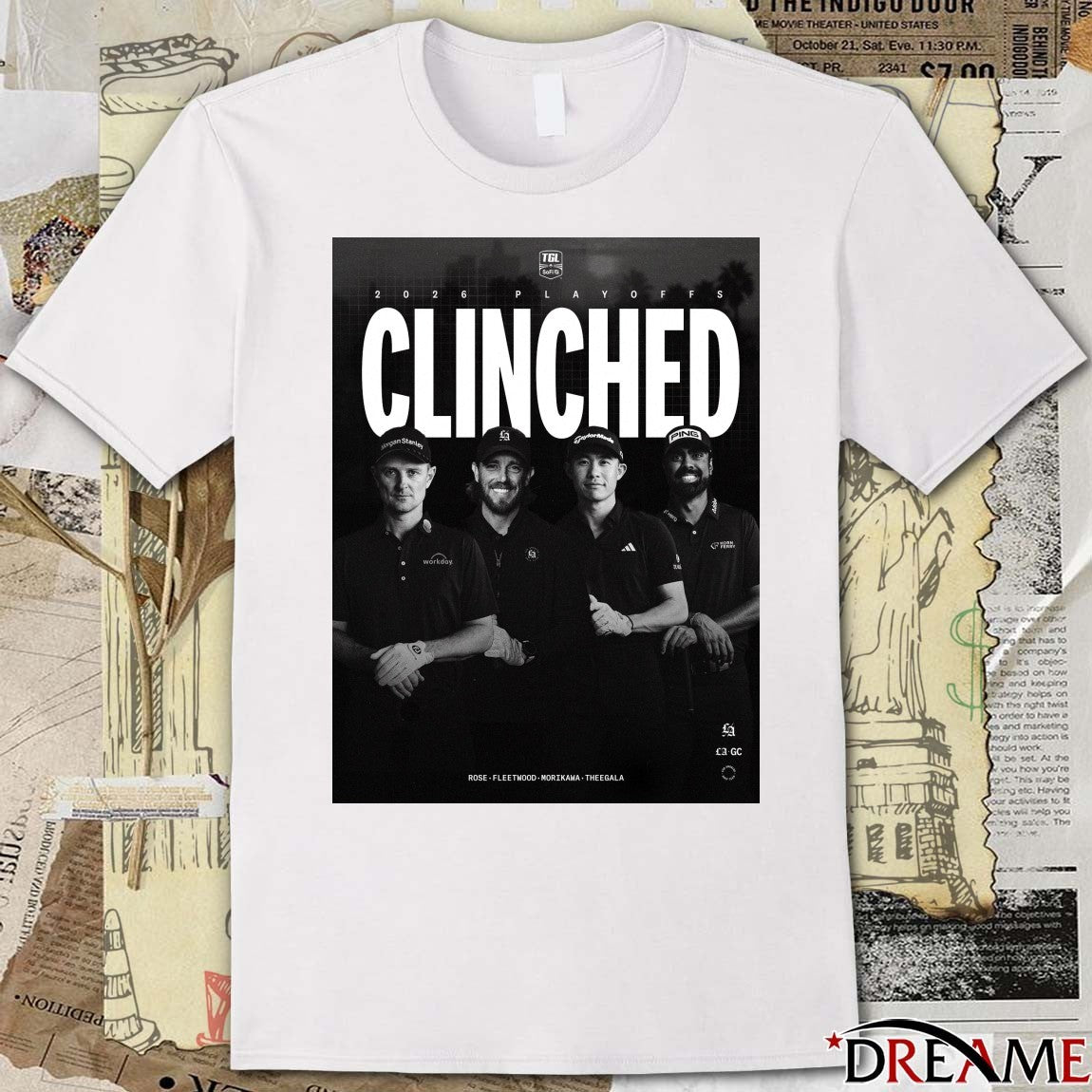 2025 Playoffs Clinched Rose Fleetwood Morikawa Theegala Poster t-shirt