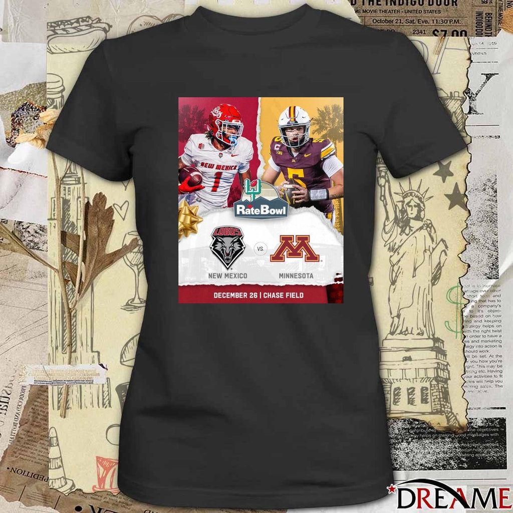 2025 Rate Bowl New Mexico Lobos Vs Minnesota Golden Gophers December 26 Poster t-shirt