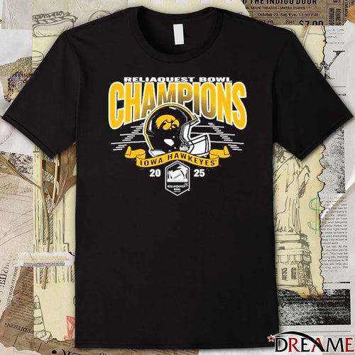 2025 ReliaQuest Bowl Champions Iowa Hawkeyes Helmets football Logos t-shirt