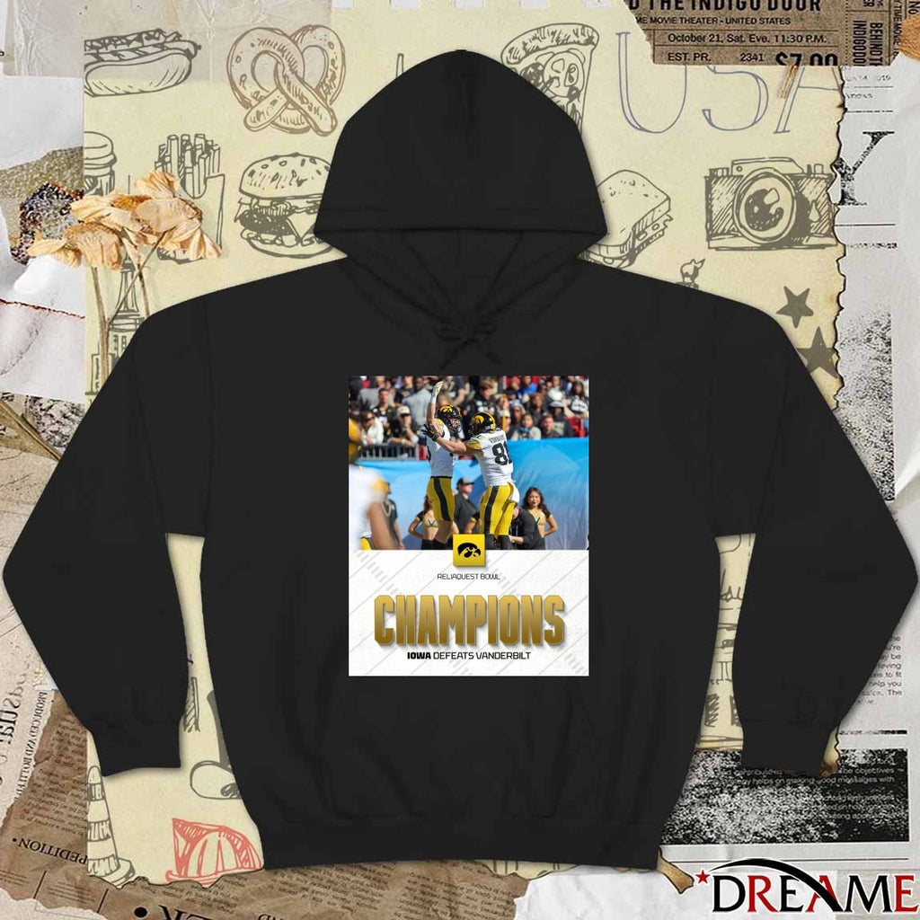 2025 Reliaquest Bowl Champions Iowa Hawkeyes Defeats Vanderbilt Poster t-shirt