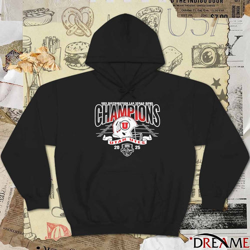2025 SRS Distribution Las Vegas Bowl Champions Utah Utes Helmets Football Logos t-shirt