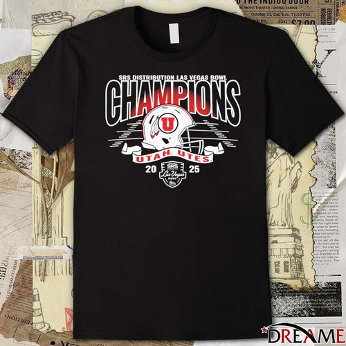 2025 SRS Distribution Las Vegas Bowl Champions Utah Utes Helmets Football Logos t-shirt