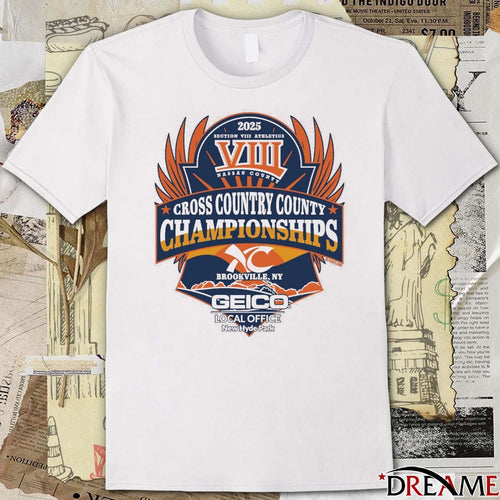 2025 Section VIII Athletics VIII Nassau County Cross Country Championships Brookville NY Local Office of New Hyde Park Logo t-shirt