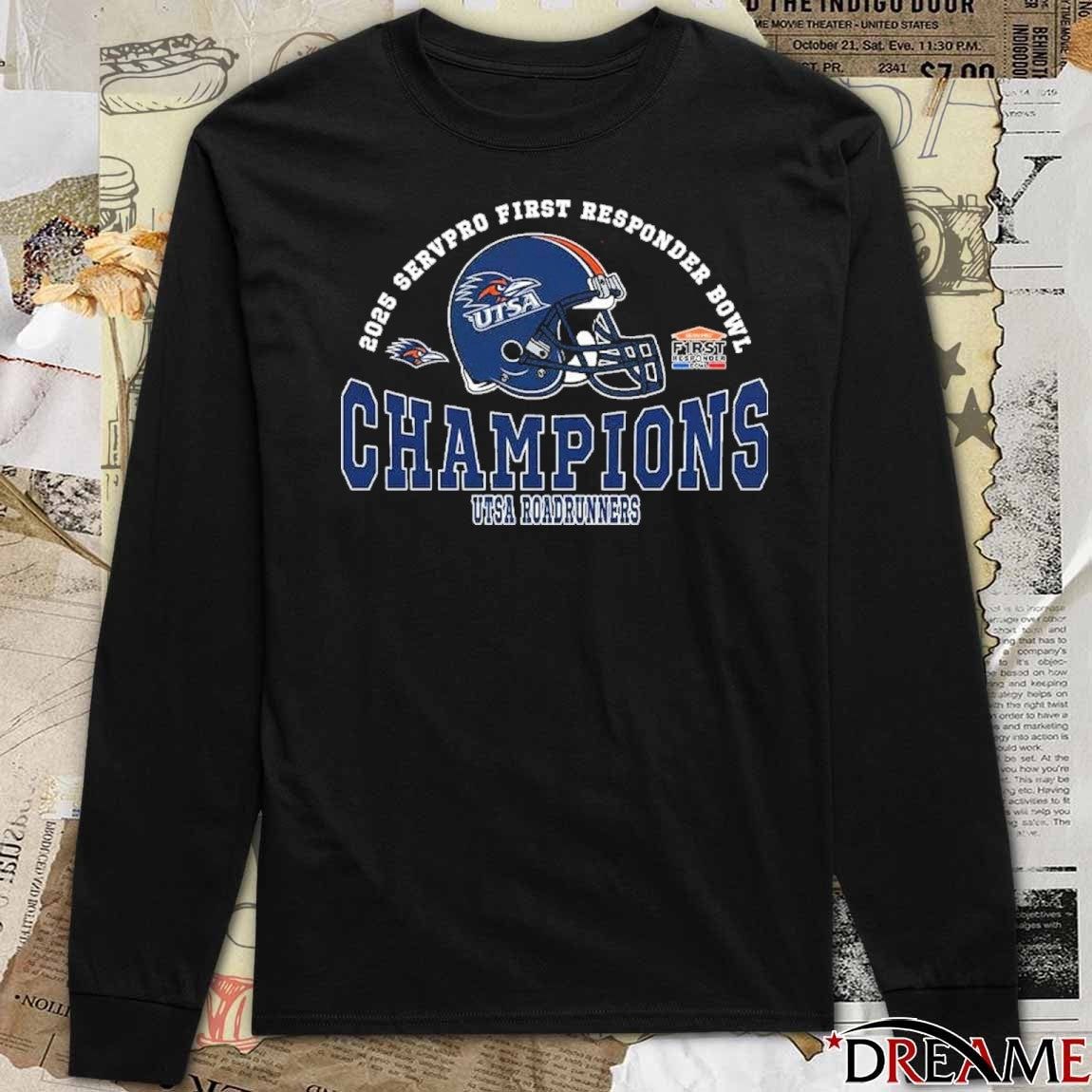 2025 Servpro First Responder Bowl Champions UTSA Roadrunners Helmets Football t-shirt