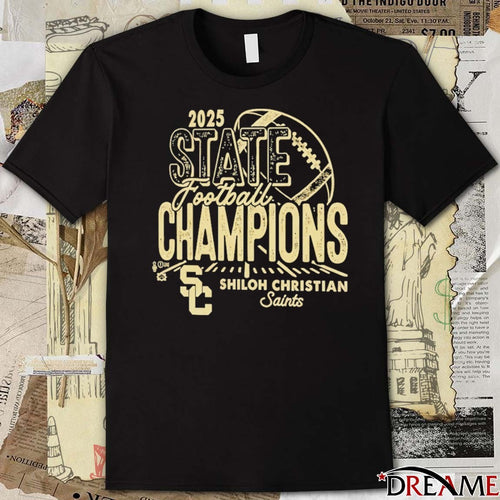 2025 State Football Champions Shiloh Christian Saints Logo t-shirt