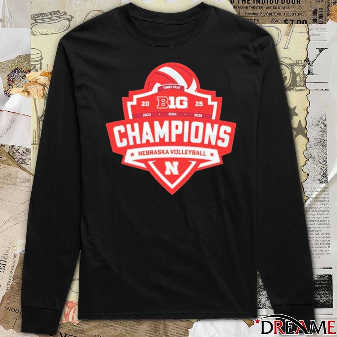 2025 Three-Peat Nebraska Cornhuskers Big Ten Volleyball Champions t-shirt