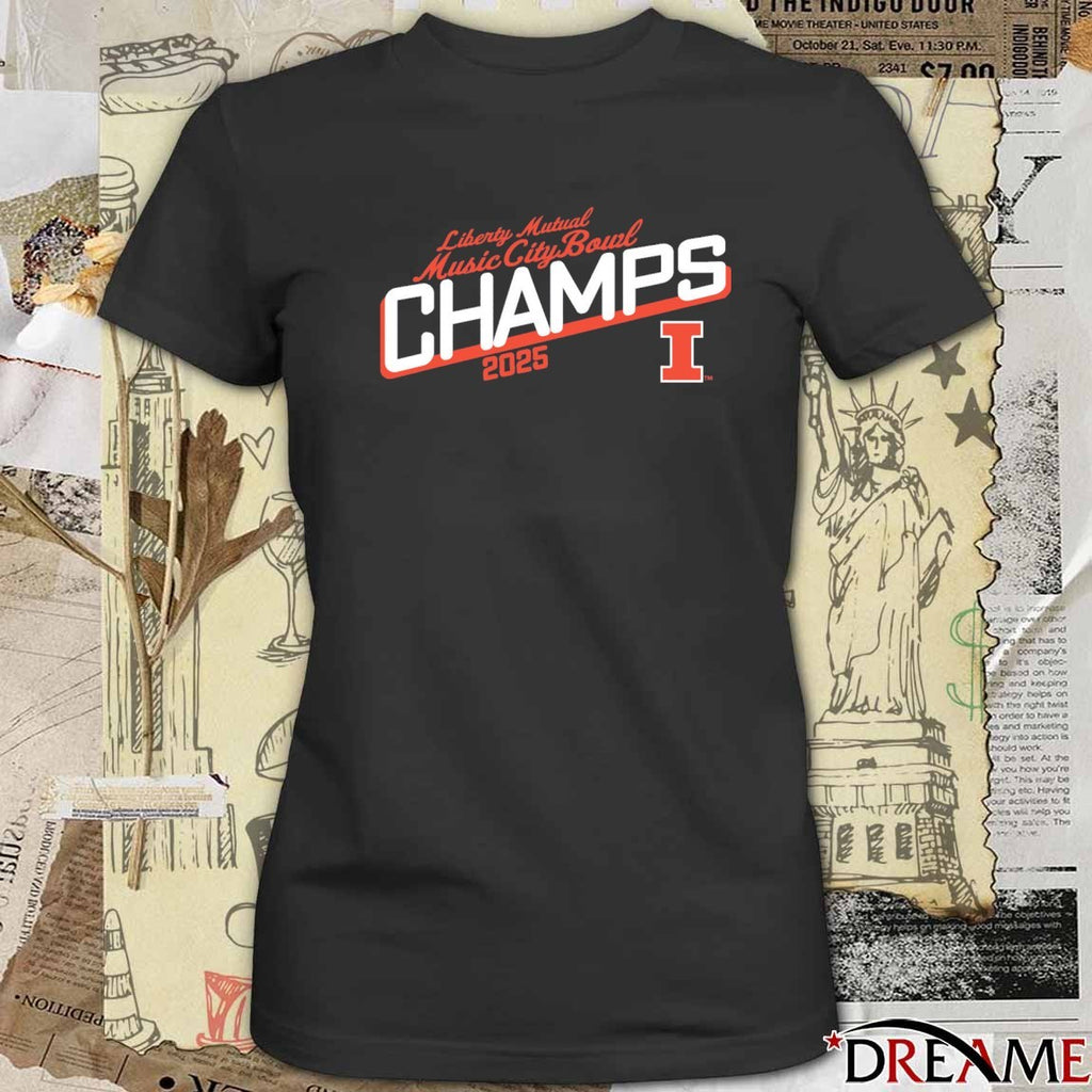 2025 Transperfect Liberty Mutual Music City Bowl Illinois Fighting Irish Champs t-shirt