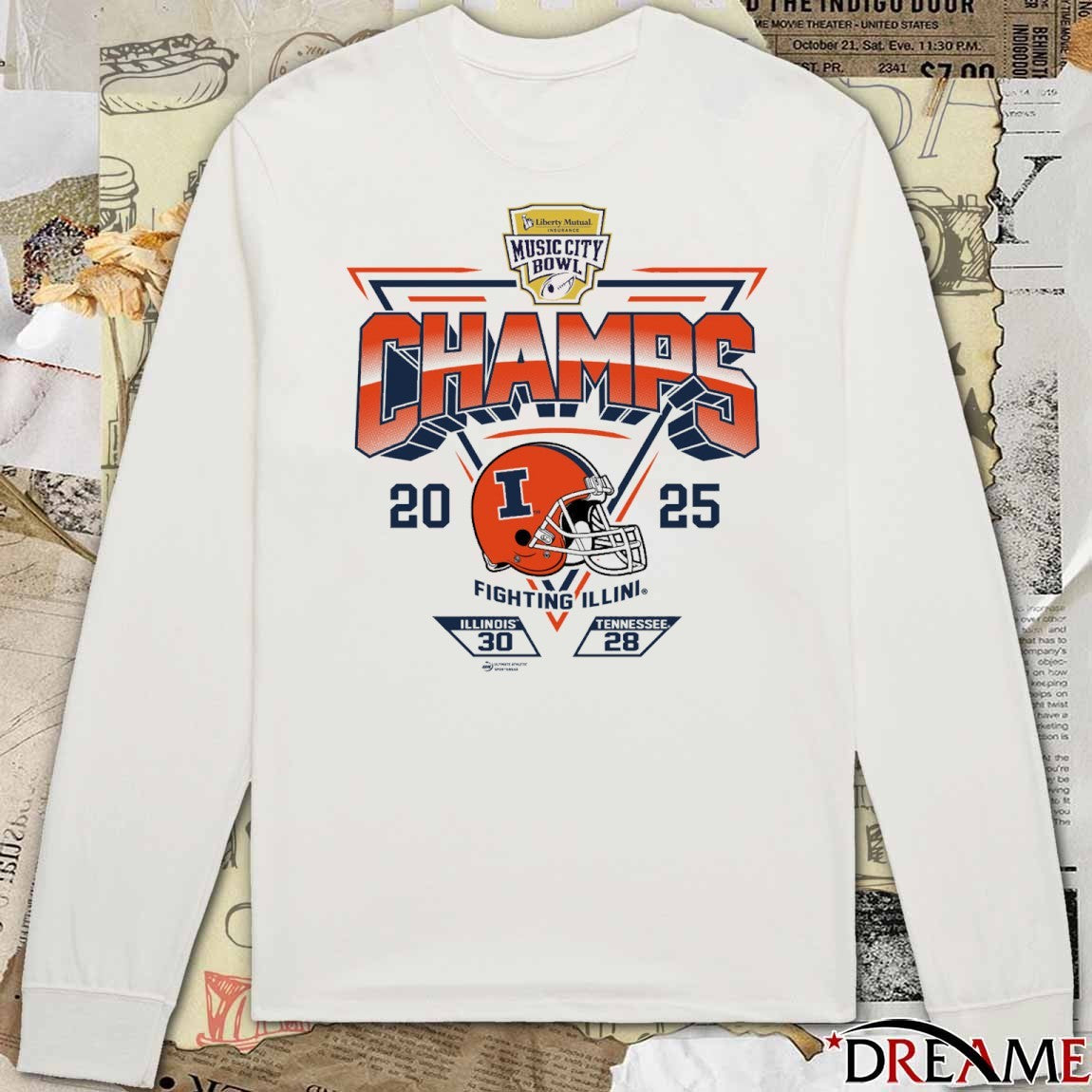 2025 Transperfect Music City Bowl Illinois Champs Score Vs Tennessee 30 -28 t-shirt