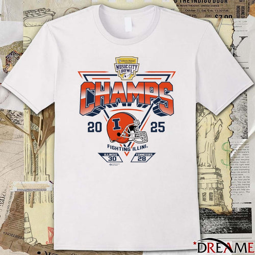 2025 Transperfect Music City Bowl Illinois Champs Score Vs Tennessee 30 -28 t-shirt