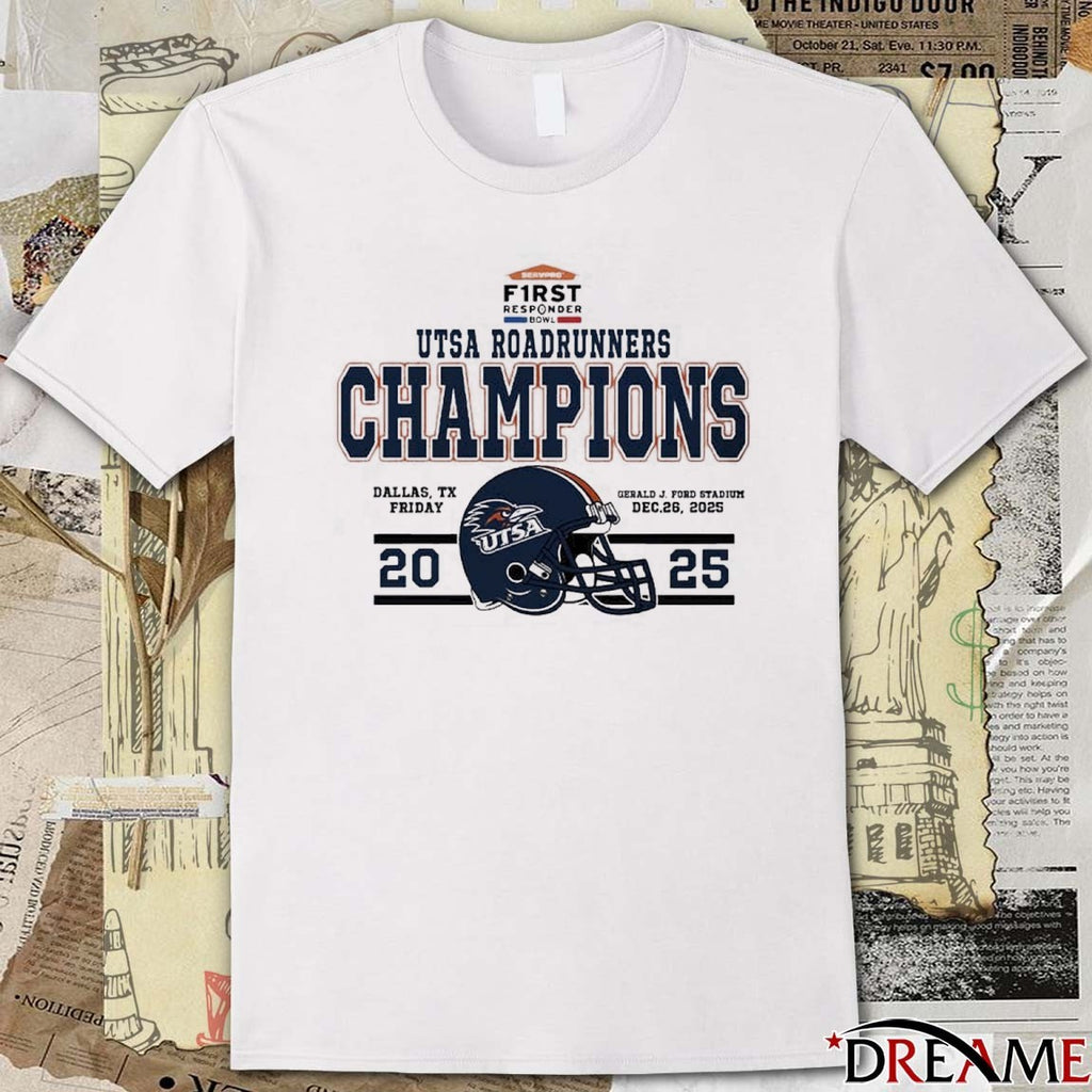 2025 UTSA Roadrunners Football Named To Champions First Responder Bowl Helmets Football t-shirt