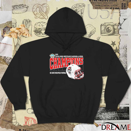 2025 Union Home Mortgage Gasparilla Bowl Champions NC State Wolfpack Football Helmet Raymond James Stadium Tampa Florida t-shirt