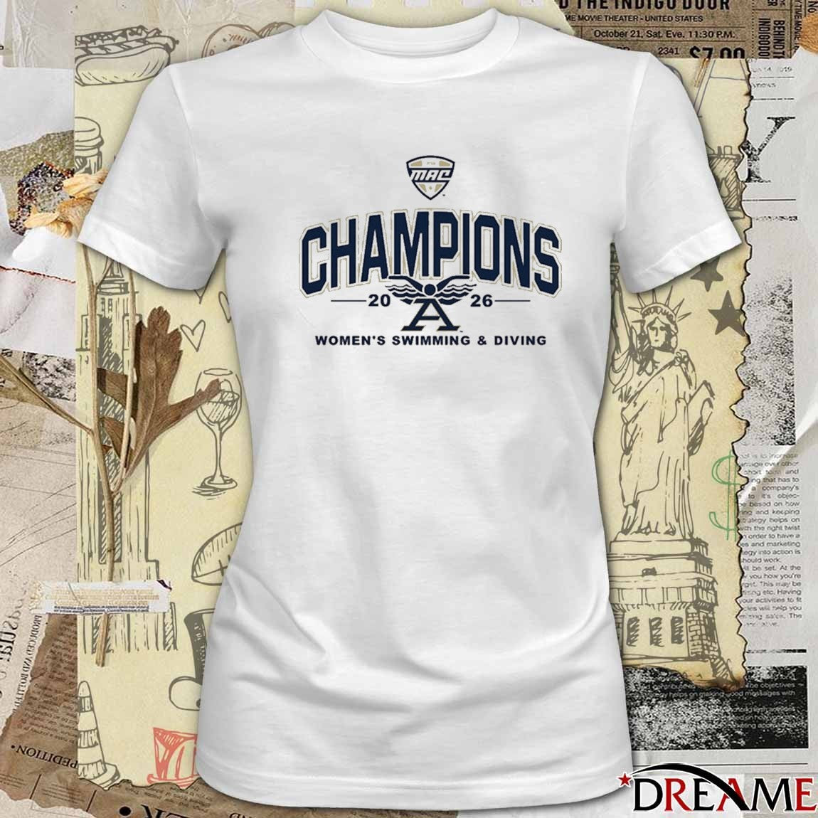 2026 Akron Zips MAC 2026 Women’s Swimming and Diving Champions White t-shirt