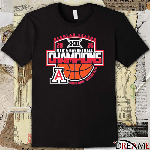 2026 Arizona Wildcats Big 12 Men’s Basketball Regular Season Champions Logos t-shirt