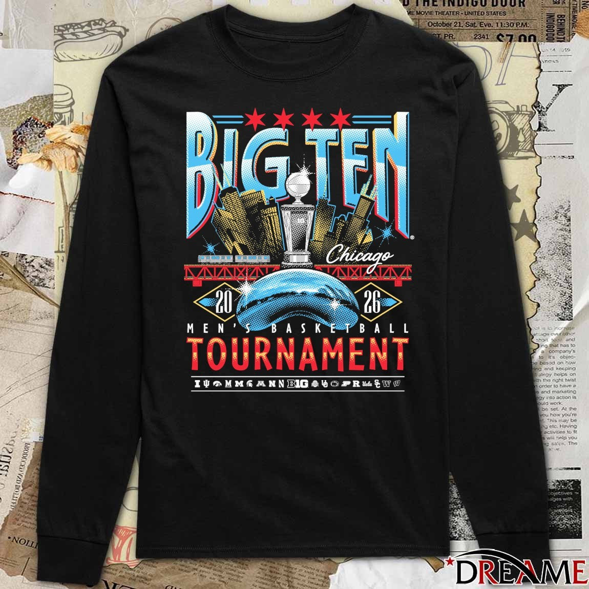 2026 Big Ten Men’s Basketball Tournament Chicago Skyline The Bean All Team Logo t-shirt