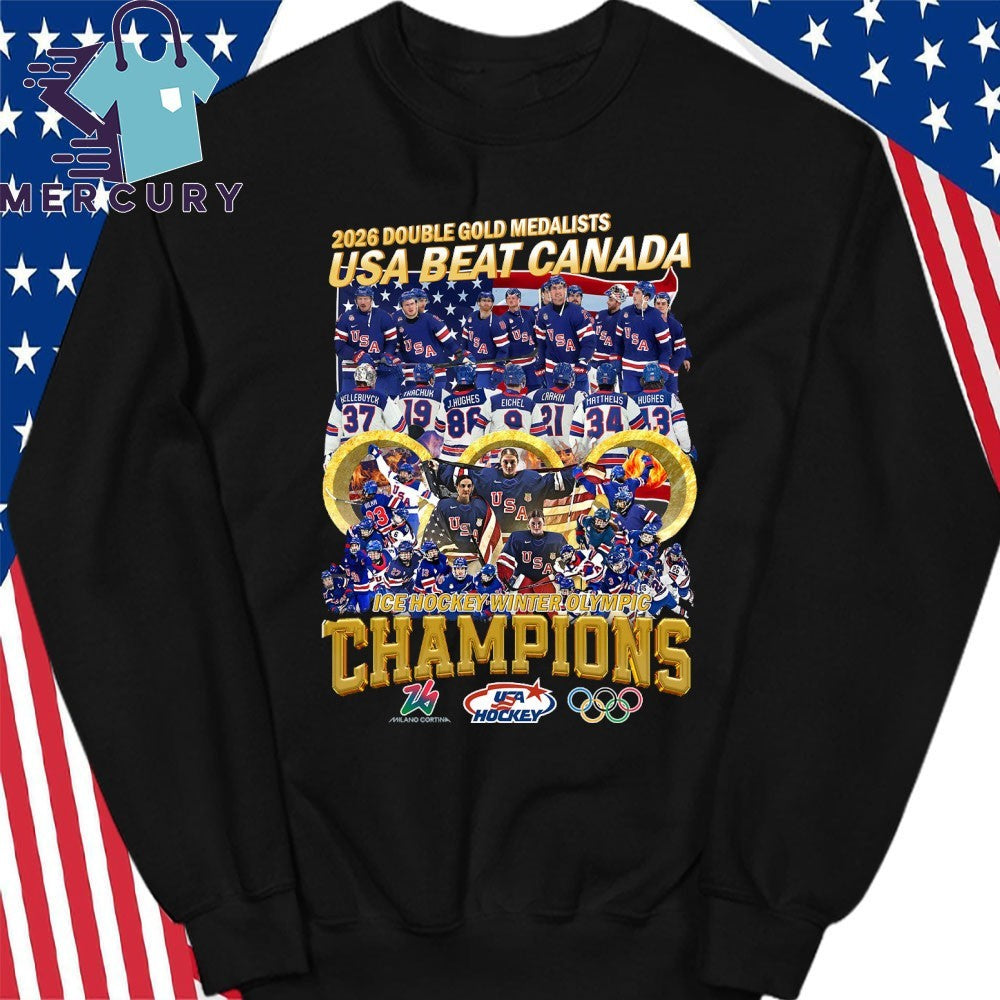 2026 Double Gold Medalists USA Beat Canada 2026 ICE Hockey Winner Olympic Champions Shirt