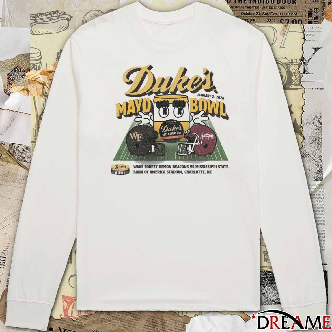 2026 Duke’s Mayo Bowl 2-Team Wake Forest Demon Deacons vs. Mississippi State Bulldogs Jan 2 Helmets t-shirt
