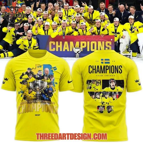 2026 IIHF World Junior Champions Sweden National Ice Hockey Team Shirt