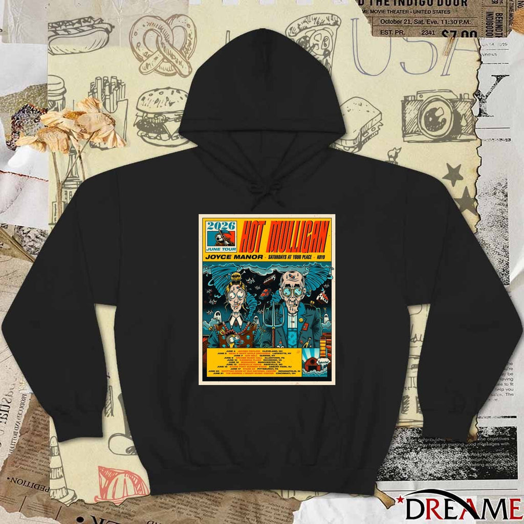 2026 June Tour Hot Mulligan Saturdays At Your Place June 4 – 21 2026 Poster t-shirt