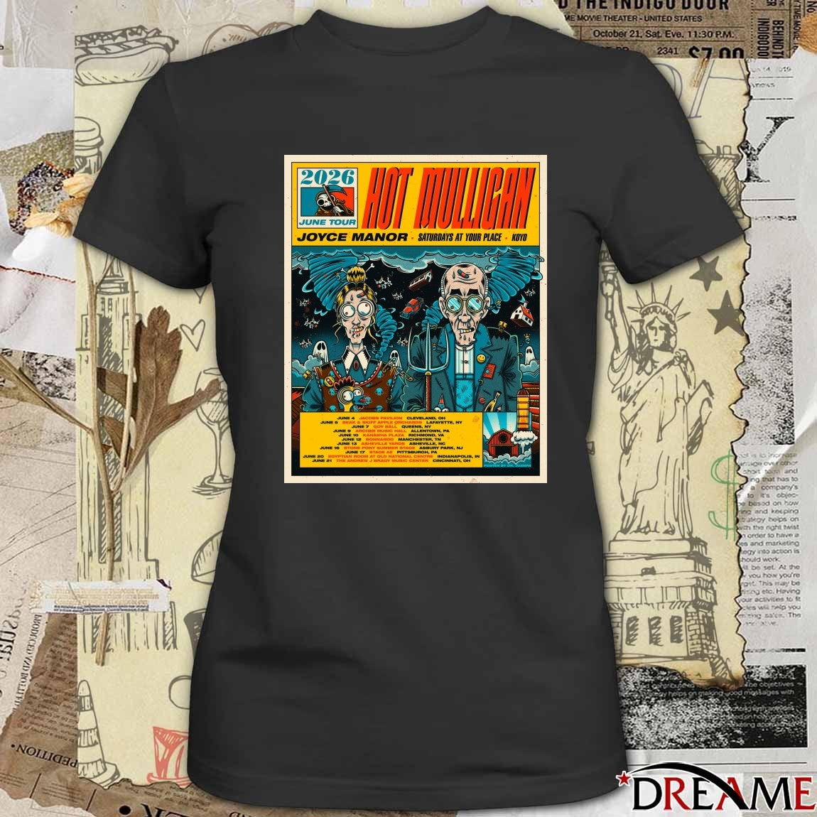 2026 June Tour Hot Mulligan Saturdays At Your Place June 4 – 21 2026 Poster t-shirt