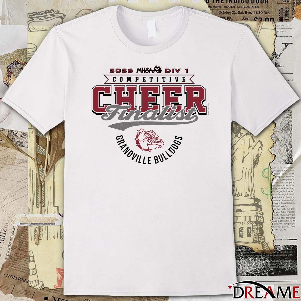 2026 MHSAA Competitive Cheer D1 Finalist Grandville Bulldogs t-shirt