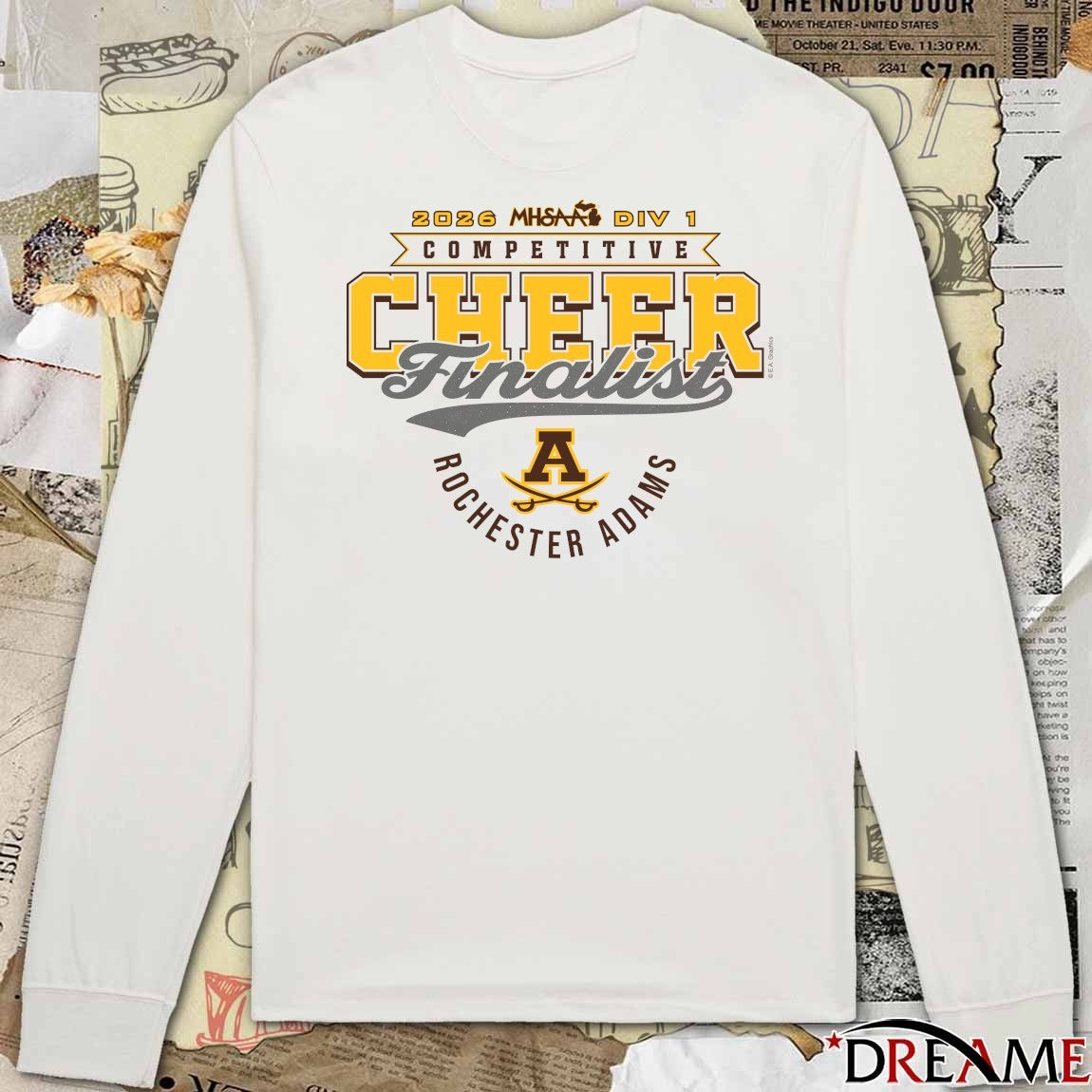 2026 MHSAA Competitive Cheer D1 Finalist Rochester Adams Highlanders t-shirt