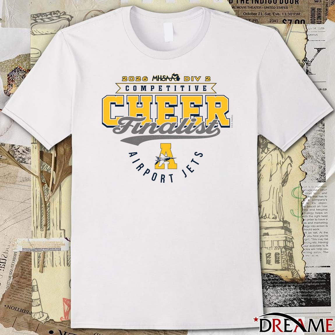 2026 MHSAA Competitive Cheer D2 Finalist Airport Jets t-shirt
