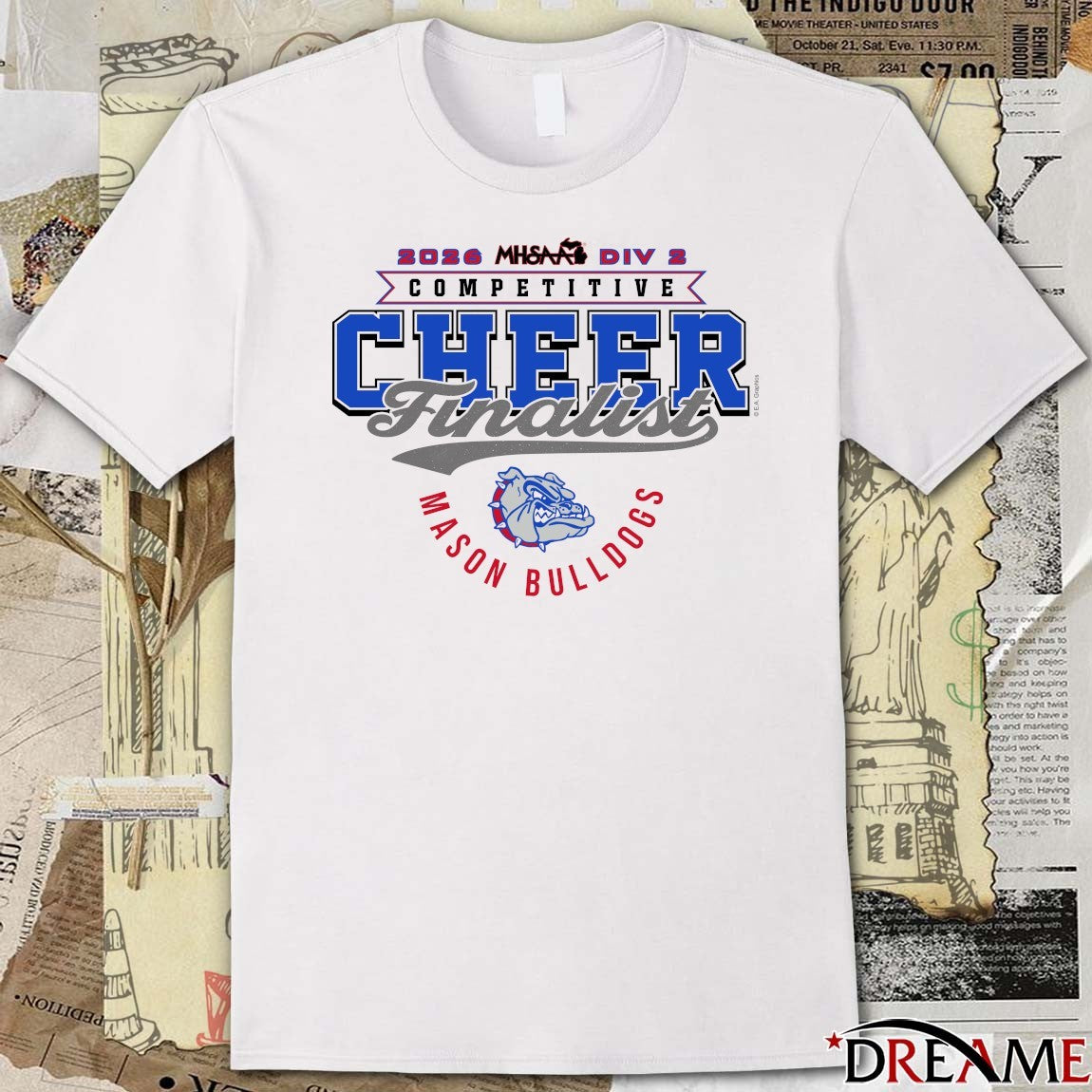 2026 MHSAA Competitive Cheer D2 Finalist Mason Bulldogs t-shirt