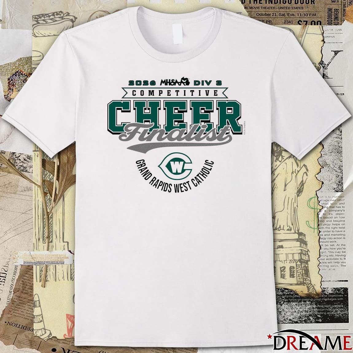 2026 MHSAA Competitive Cheer D3 Finalist Grand Rapids West Catholic t-shirt