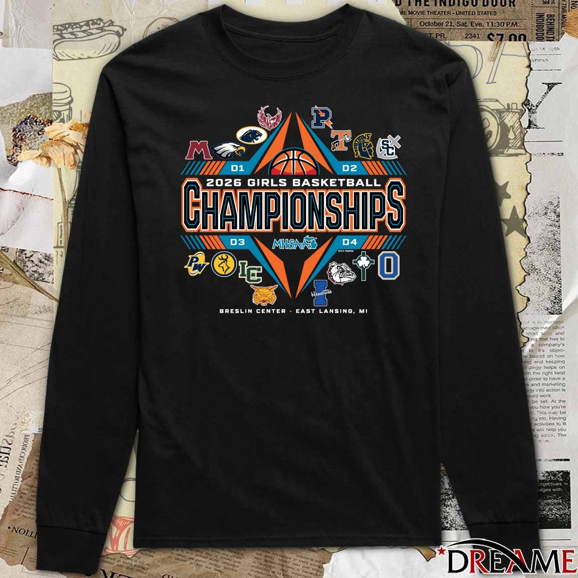 2026 MHSAA Girls Basketball Championships Breslin Center East Lansing MI Logos t-shirt