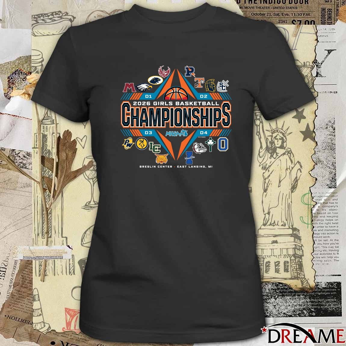 2026 MHSAA Girls Basketball Championships Breslin Center East Lansing MI Logos t-shirt