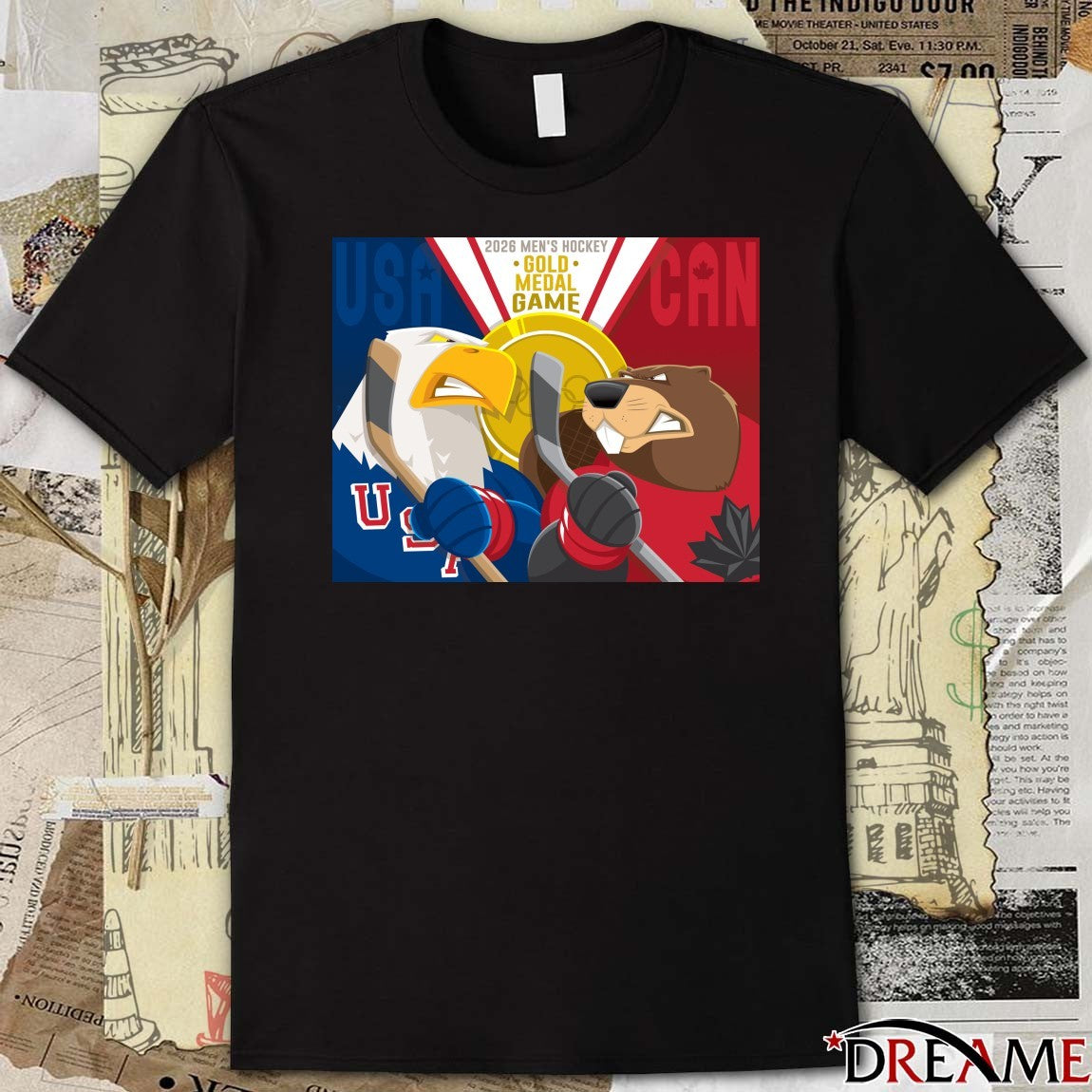 2026 Men’s Hockey Gold Medal Game USA Team Big Game Energy Mascot Poster t-shirt