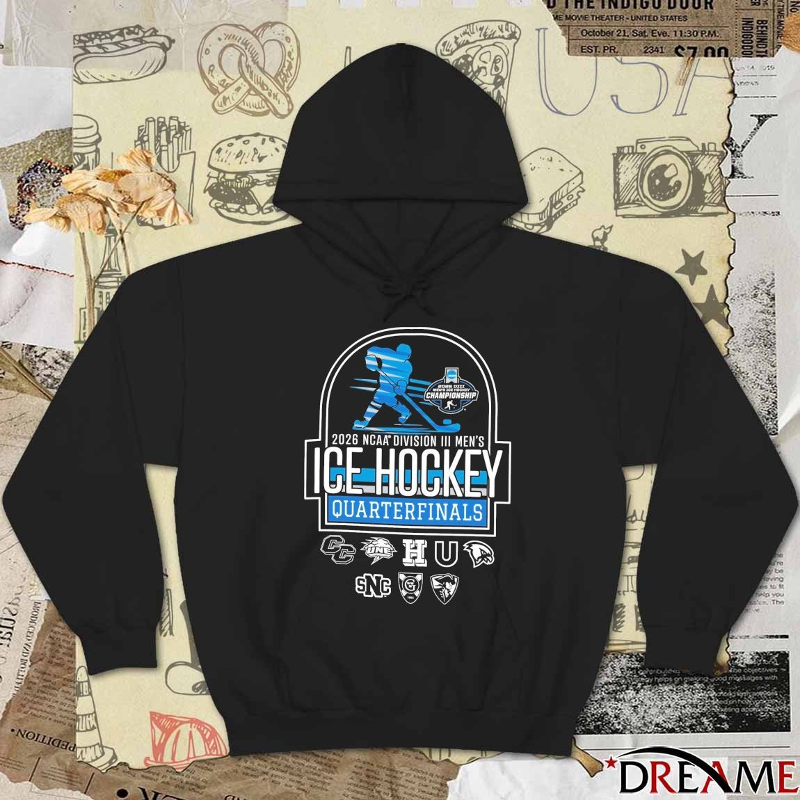 2026 NCAA Division III Men’s Ice Hockey Championship Quarterfinals All Teams Logo t-shirt