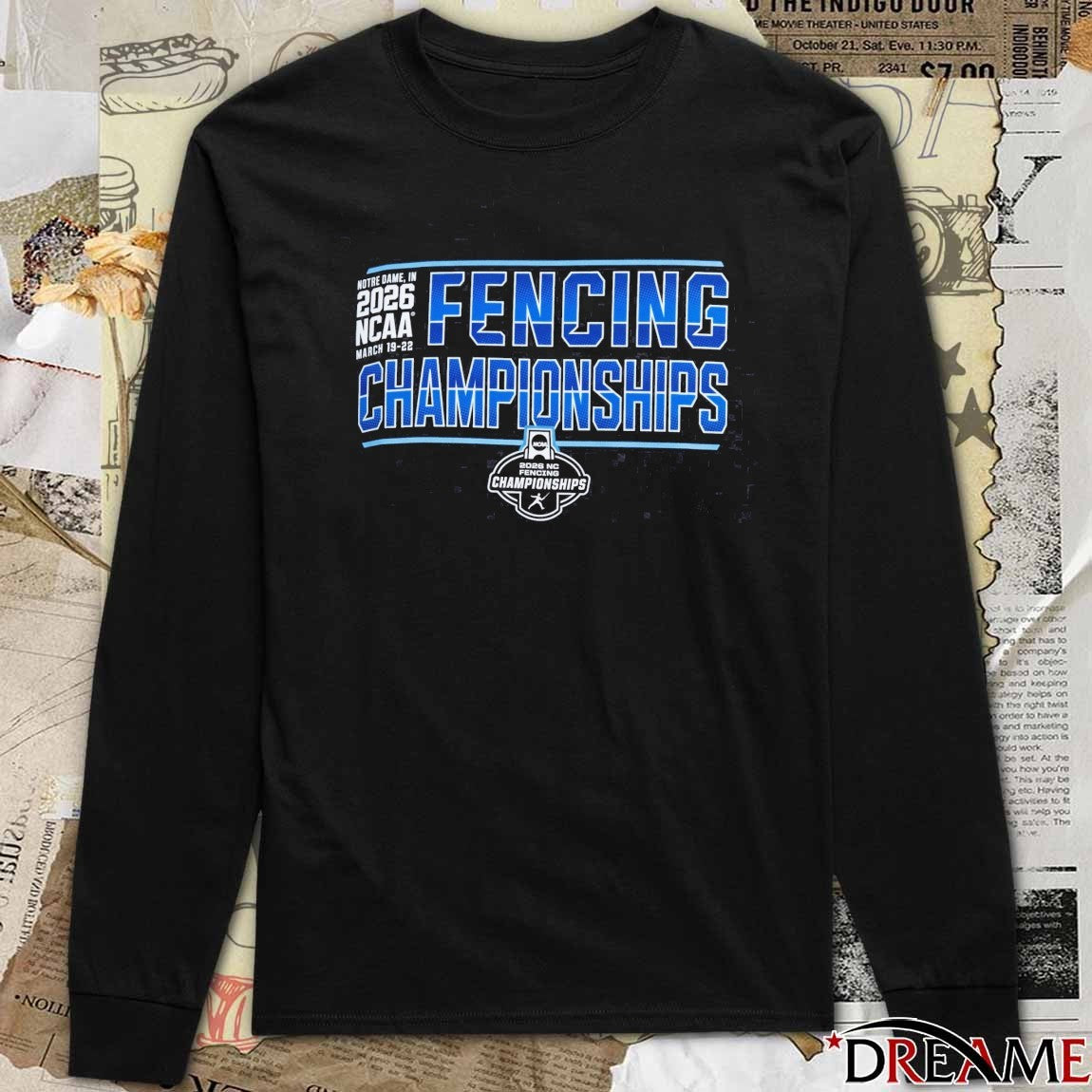 2026 NCAA Fencing Championships Notre Dame, IN March 19-22 2026 Logo t-shirt