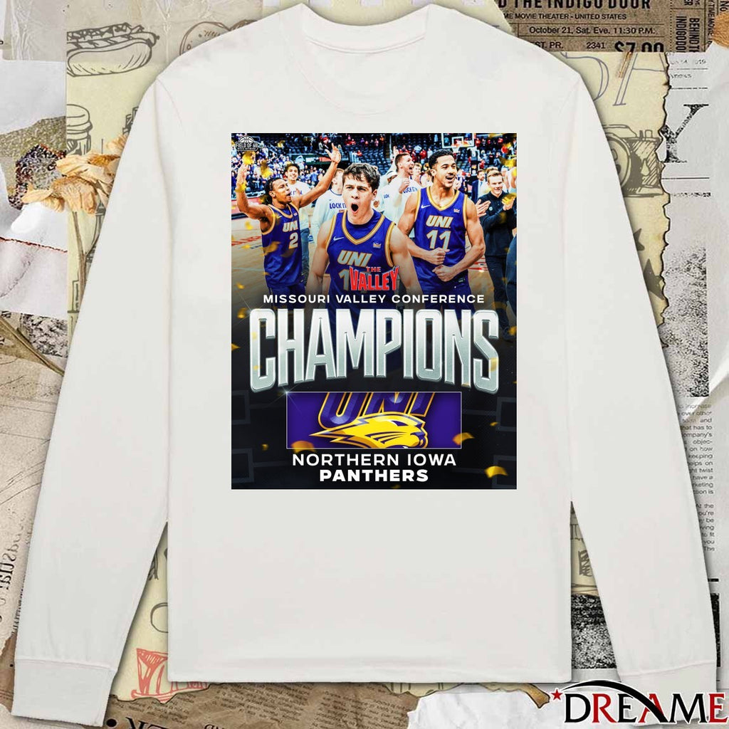 2026 Northern Iowa Panthers Basketball Champions Missouri Valley Conference Poster t-shirt