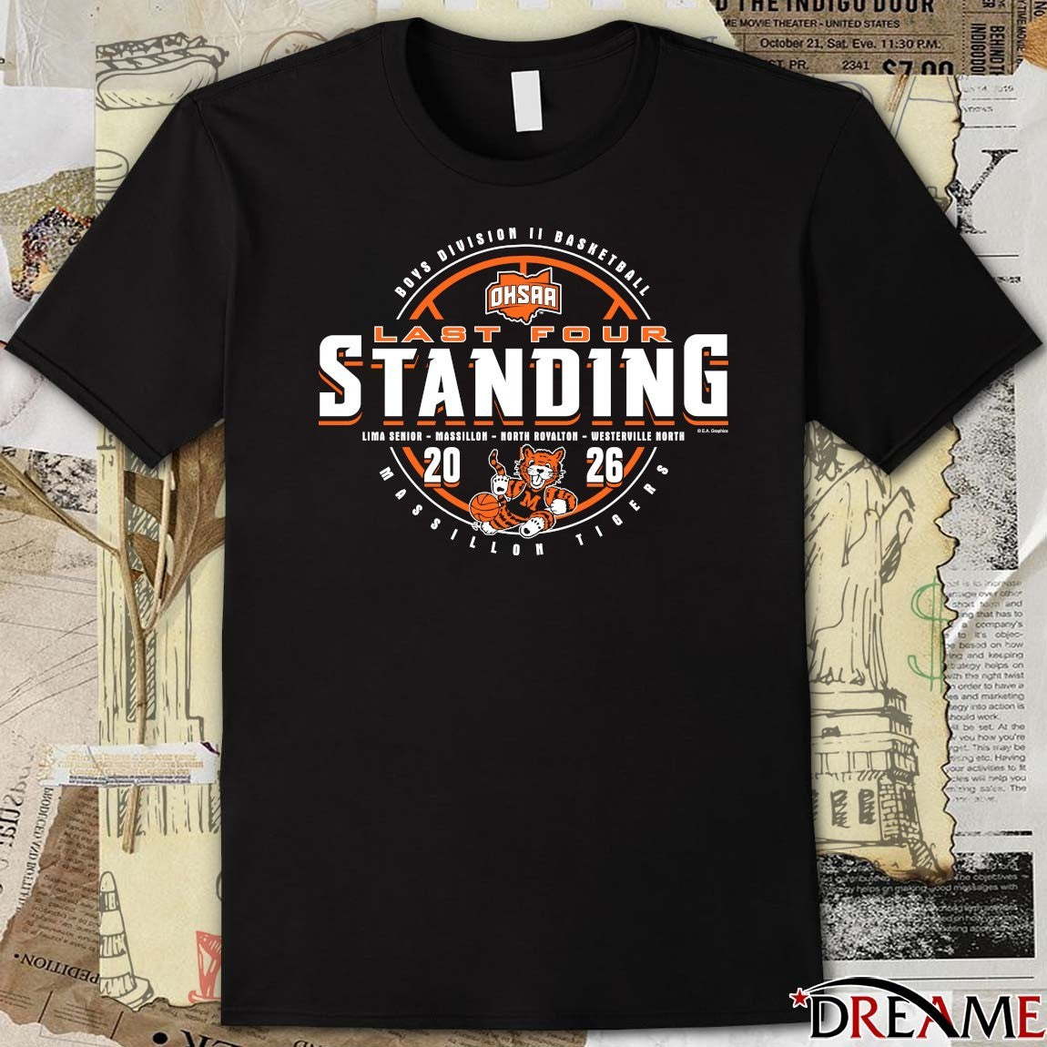 2026 OHSAA Boys Basketball D2 Last Four Standing Massillon Tigers t-shirt