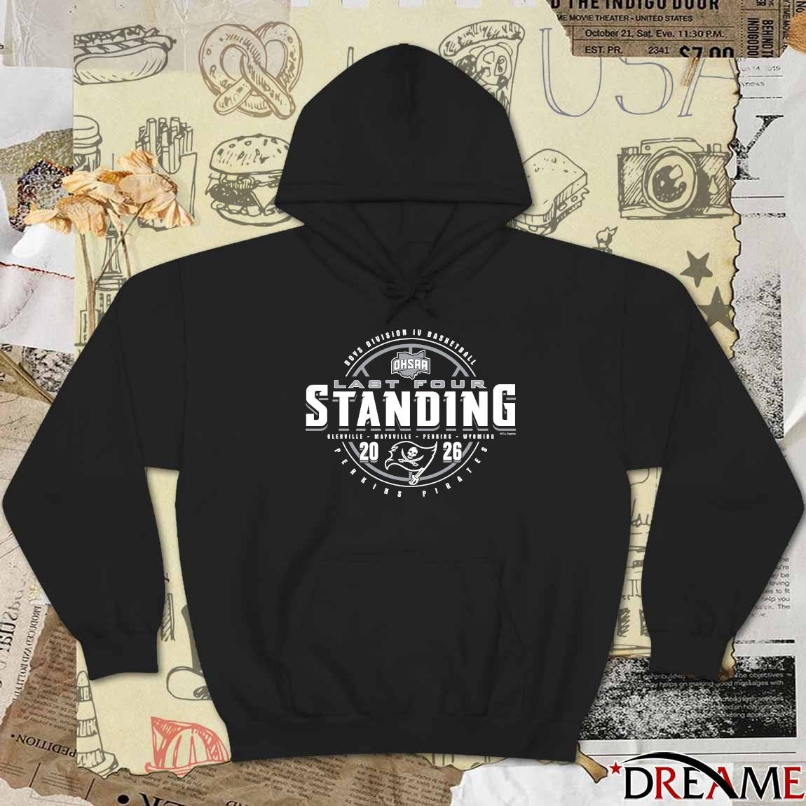2026 OHSAA Boys Basketball D4 Last Four Standing Perkins Pirates t-shirt