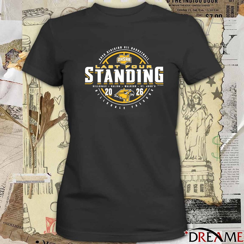 2026 OHSAA Boys Basketball D7 Last Four Standing Hillsdale Falcons t-shirt