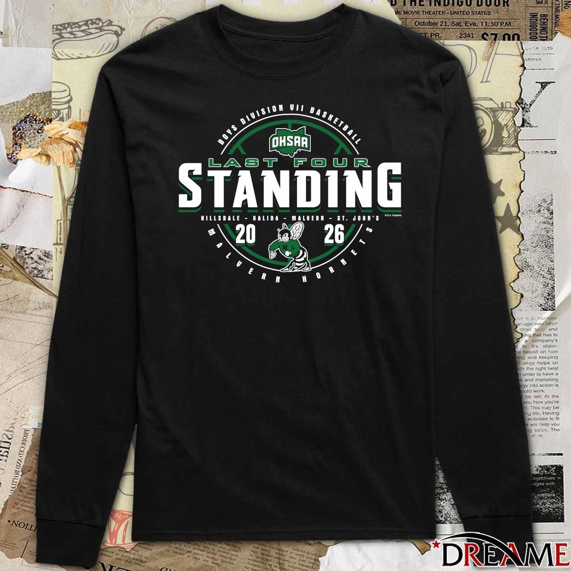 2026 OHSAA Boys Basketball D7 Last Four Standing Malvern Hornets t-shirt