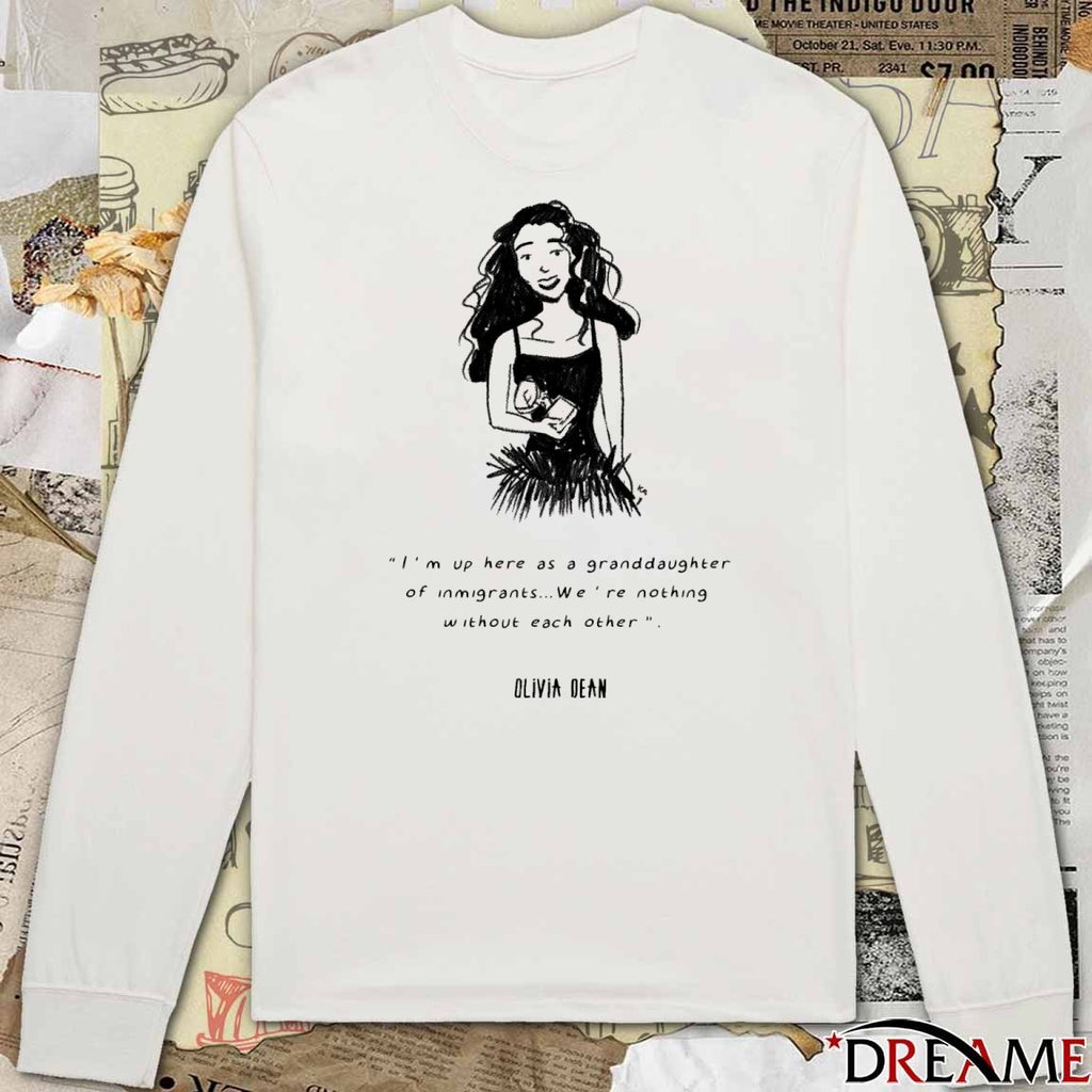 2026 Olivia Dean I’m Up Here As A Granddaughter Of Immigrants Were Nothing Without Each Other t-shirt