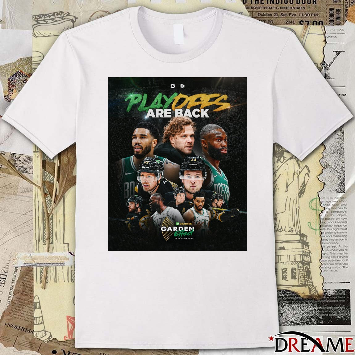 2026 Playoffs Aer Back at TD Garden Boston Celtics and Boston Bruins Poster t-shirt