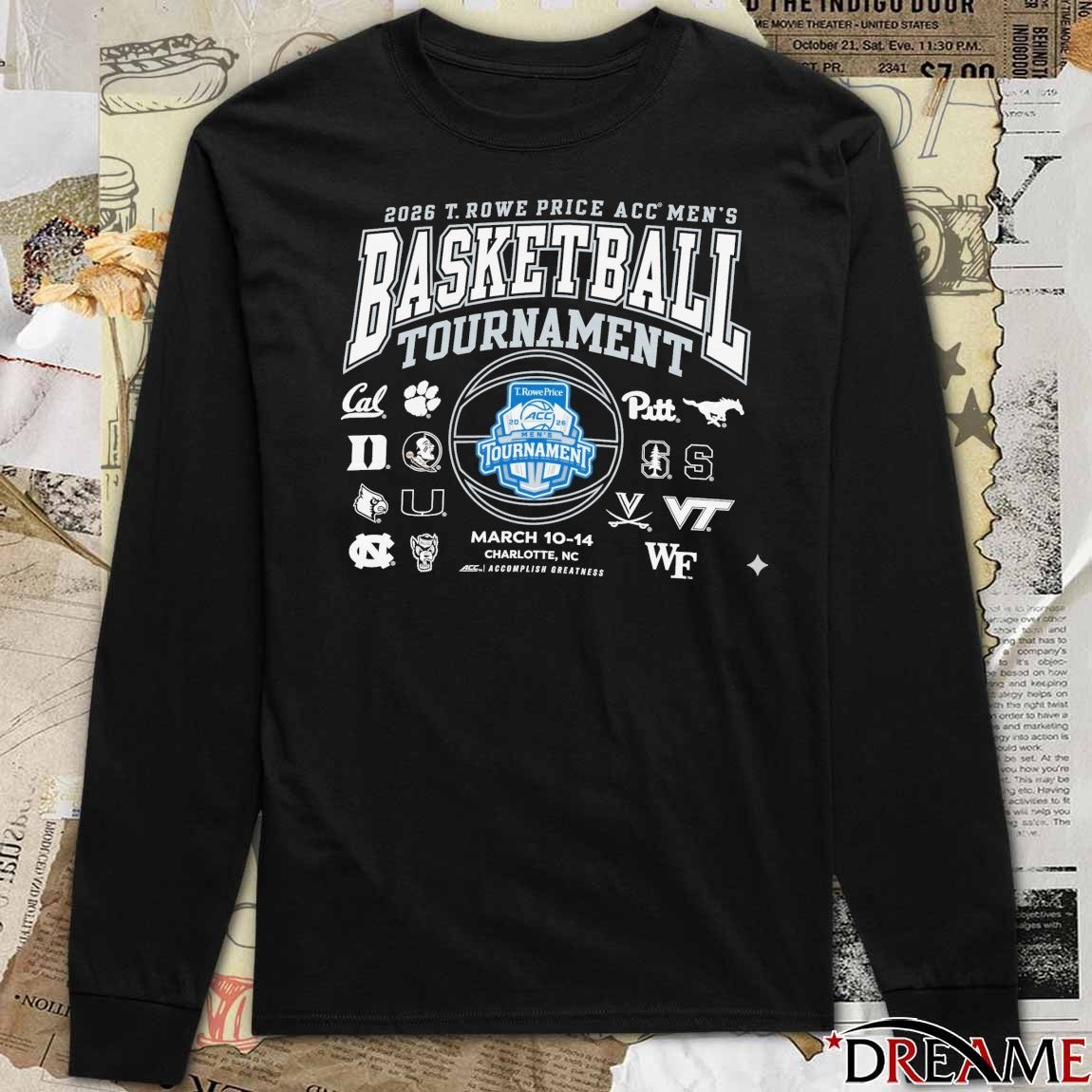 2026 T. Rowe Price ACC Men’s Basketball Tournament March 10-14, 2026 Charlotte, NC t-shirt